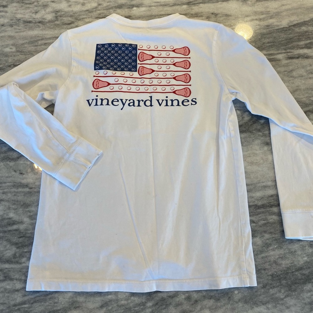 Vineyard Vines long sleeve lacrosse stick/American flag t-shirt